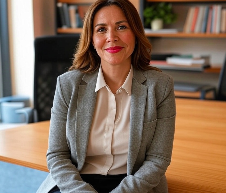 Conseillère matrimoniale Catherine assise à son bureau